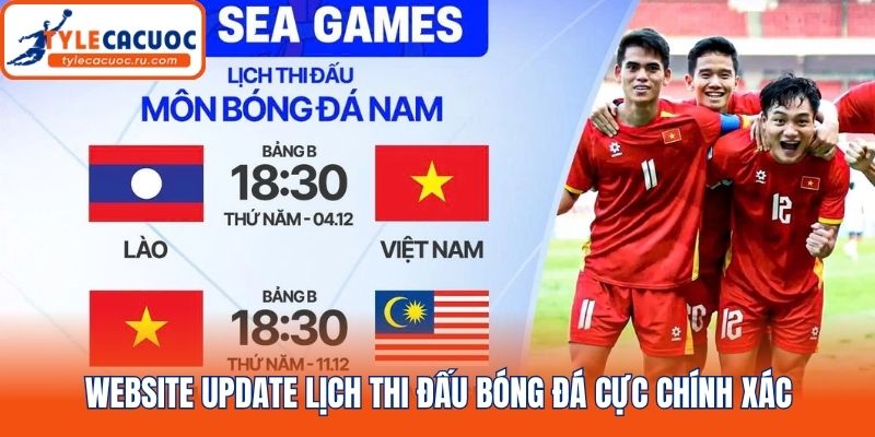 Website update lịch thi đấu bóng đá cực chính xác